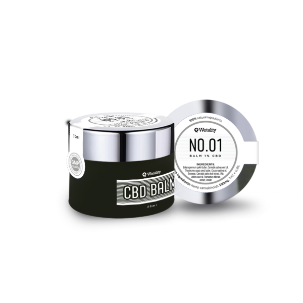 NO.01 – 1% CBD Balm - 1% CBD, with natural ingredients like shea butter, cannabis oil, and beeswax for skin nourishment and protection.