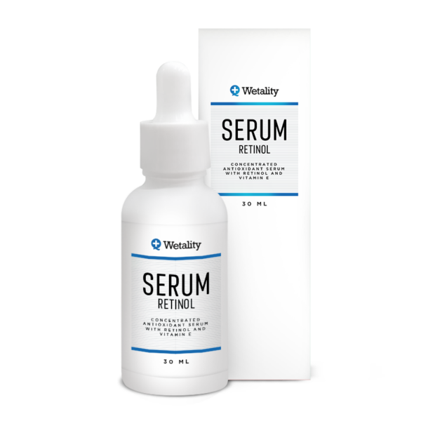 Serum Retinol - 30 ml bottle with CBD, Vitamin E, and Retinol for anti-aging, collagen boosting, and smoother skin texture.