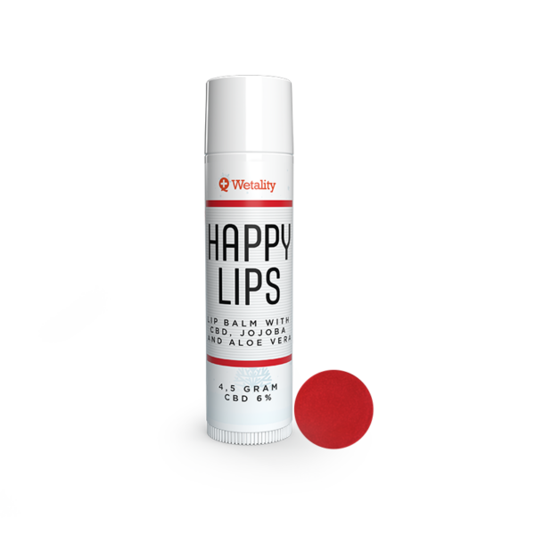 Happy Lips Holiday Edition - 6% CBD, with jojoba oil, beeswax, and aloe vera, in red color to nourish and protect your lips