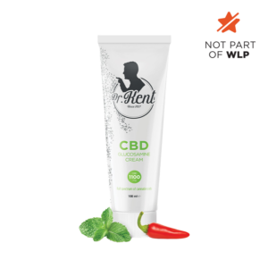 DR. Kent CBD Glucosamine Cream - 100 ml tube with 1100 mg CBD, glucosamine, and natural ingredients for joint and back relief.