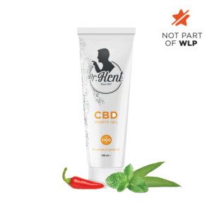 DR. Kent CBD Sports Gel - 100 ml tube with 1100 mg CBD, menthol, eucalyptus, and hot pepper extract for muscle and joint relief.